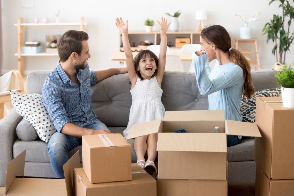 Excited,Funny,Kid,Girl,Feeling,Happy,On,Moving,Day,,Cheerful